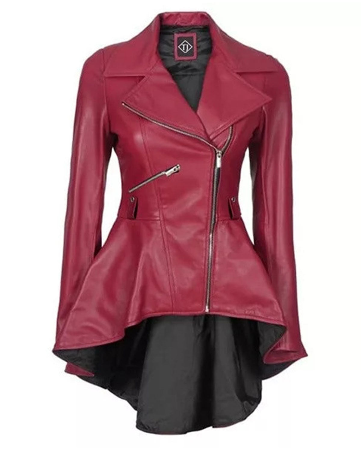 Womens Leather Pink Peplum Jacket
