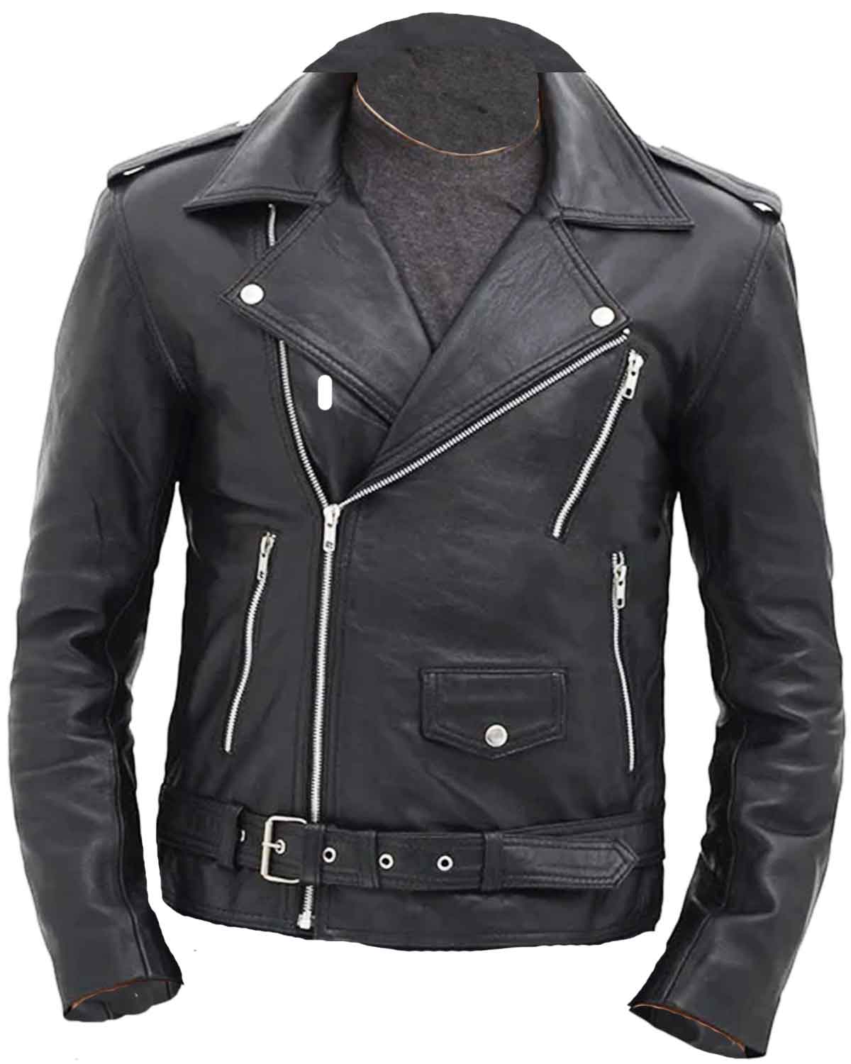 Men's Black Motorcycle Real Leather Jacket