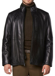 Mens Deep Black Leather Jacket