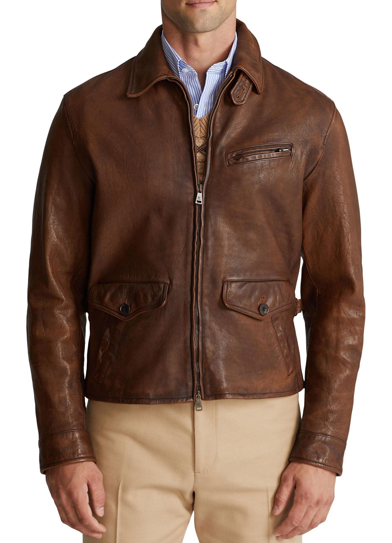 Mens Vintage Brown Cow Leather Jacket