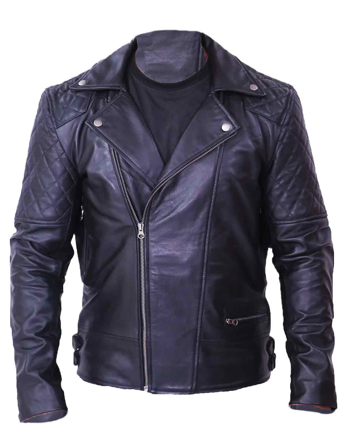 Men's Biker Black Quilted Leather Jacket