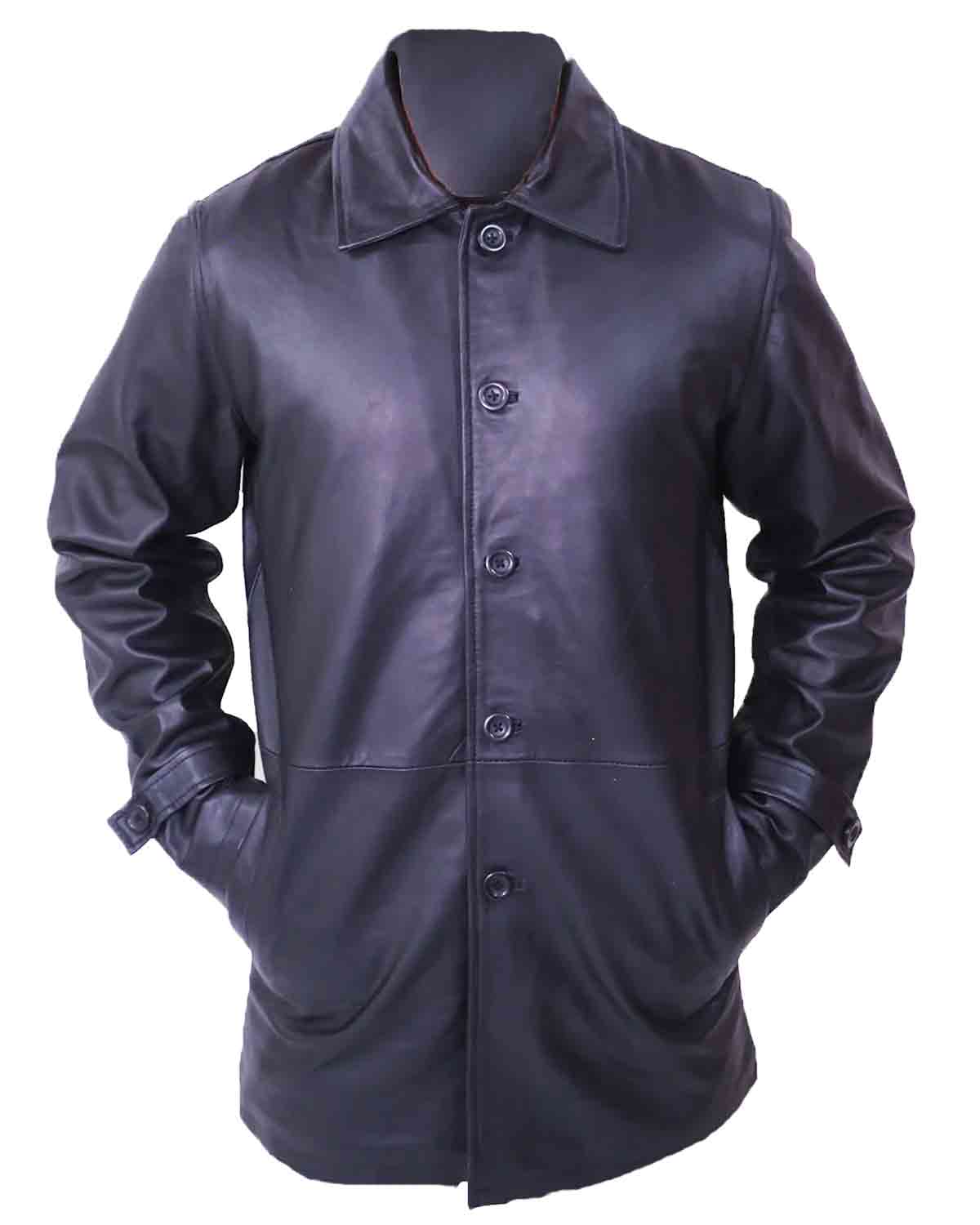 Men's Black Leather Coat