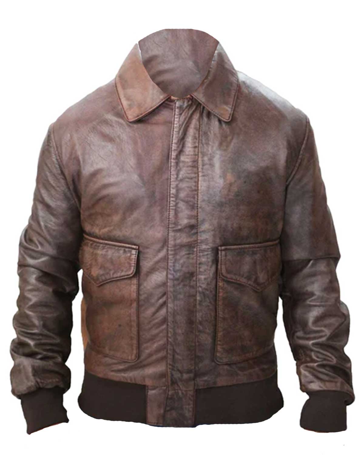 Men's Aviator A2 Distressed Brown Leather Jacket