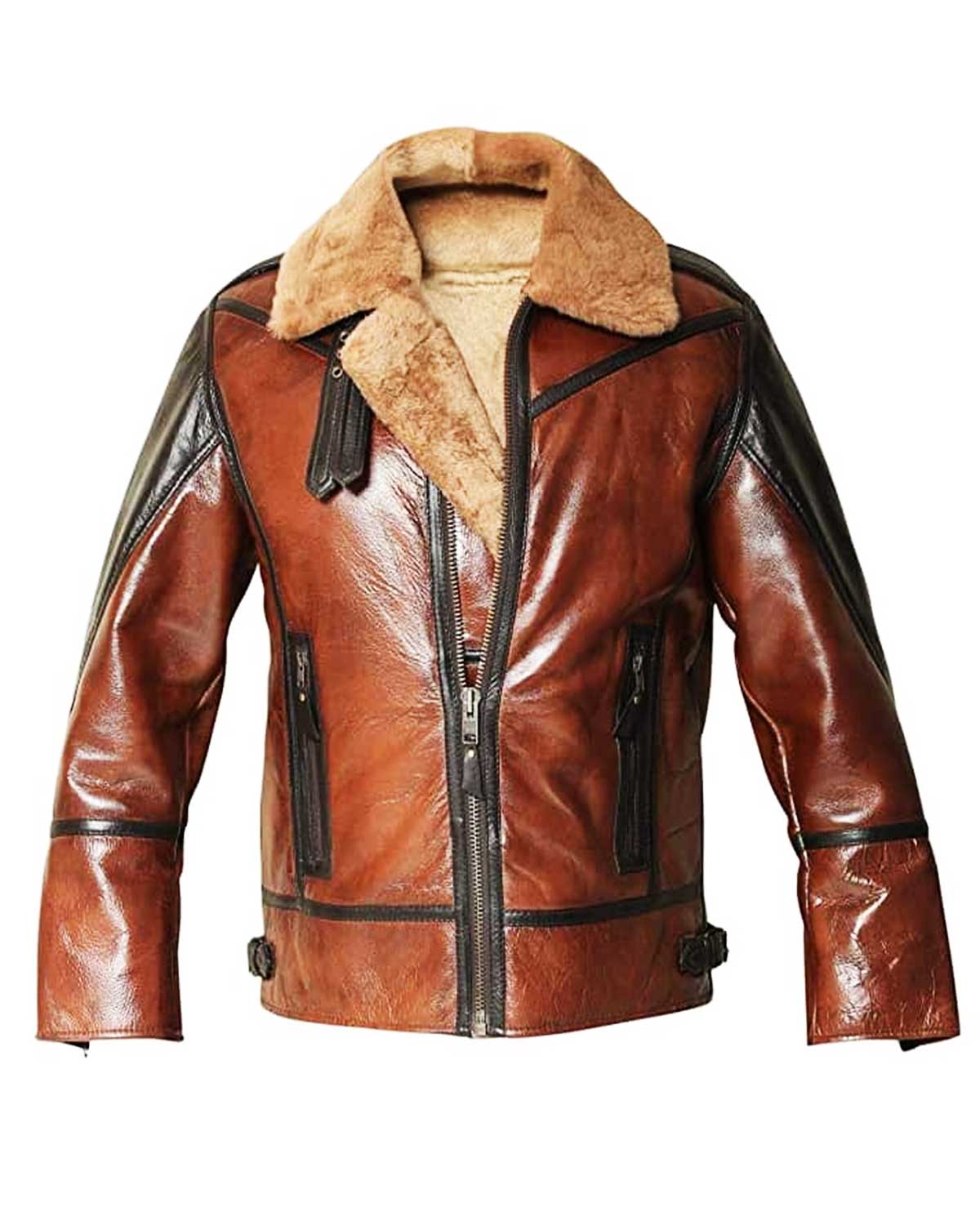 Mens B3 Shearling Aviator Distressed Jacket