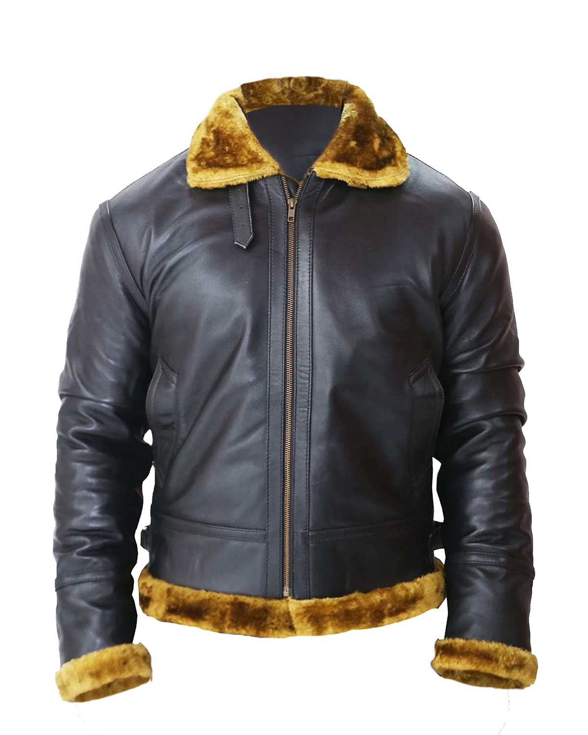 B3 Bomber Men's Real Shearling Black Winter Leather Jacket