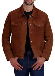 Mens Classic Brown Suede Leather Jacket