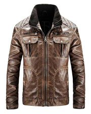 Men's Distressed Brown Waxed Quilted Jacket