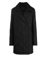 Black Double Breasted Quilted Coat Womens