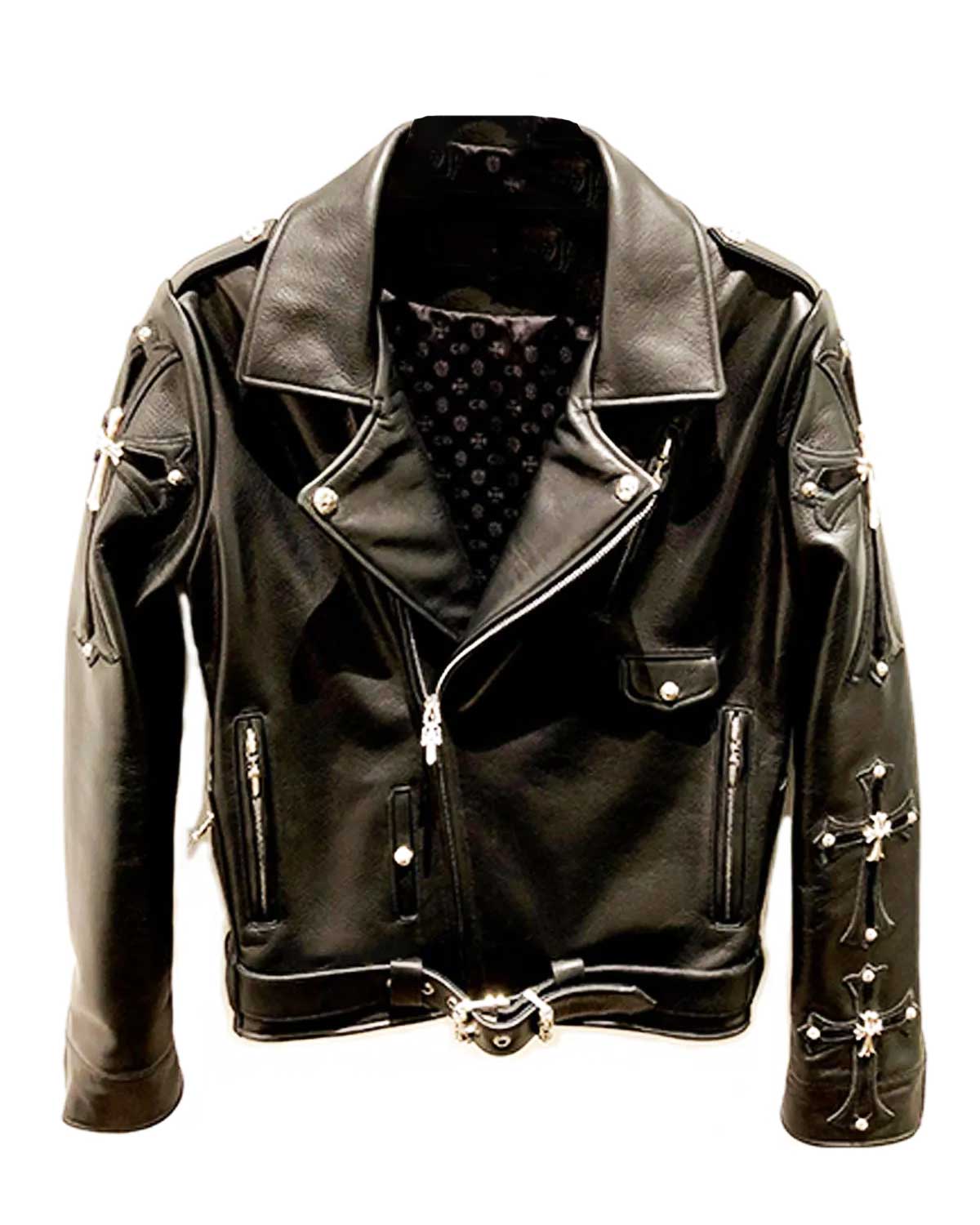 Chrome Hearts Asymmetrical Zipper Biker Leather Jacket