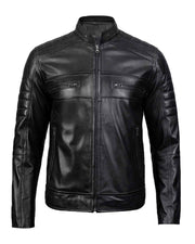 Men’s Black Classic Cafe Racer Leather Jacket