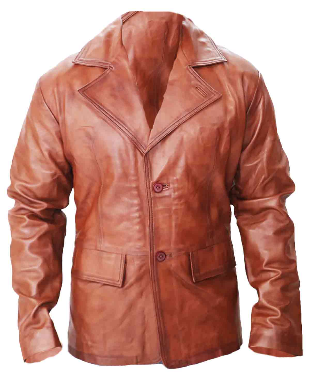 Men's Brown Leather Blazer coat