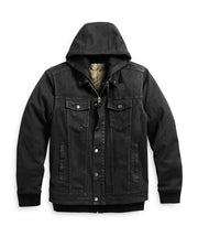 Men’s Motorcycle 3 In 1 Black Denim Jacket