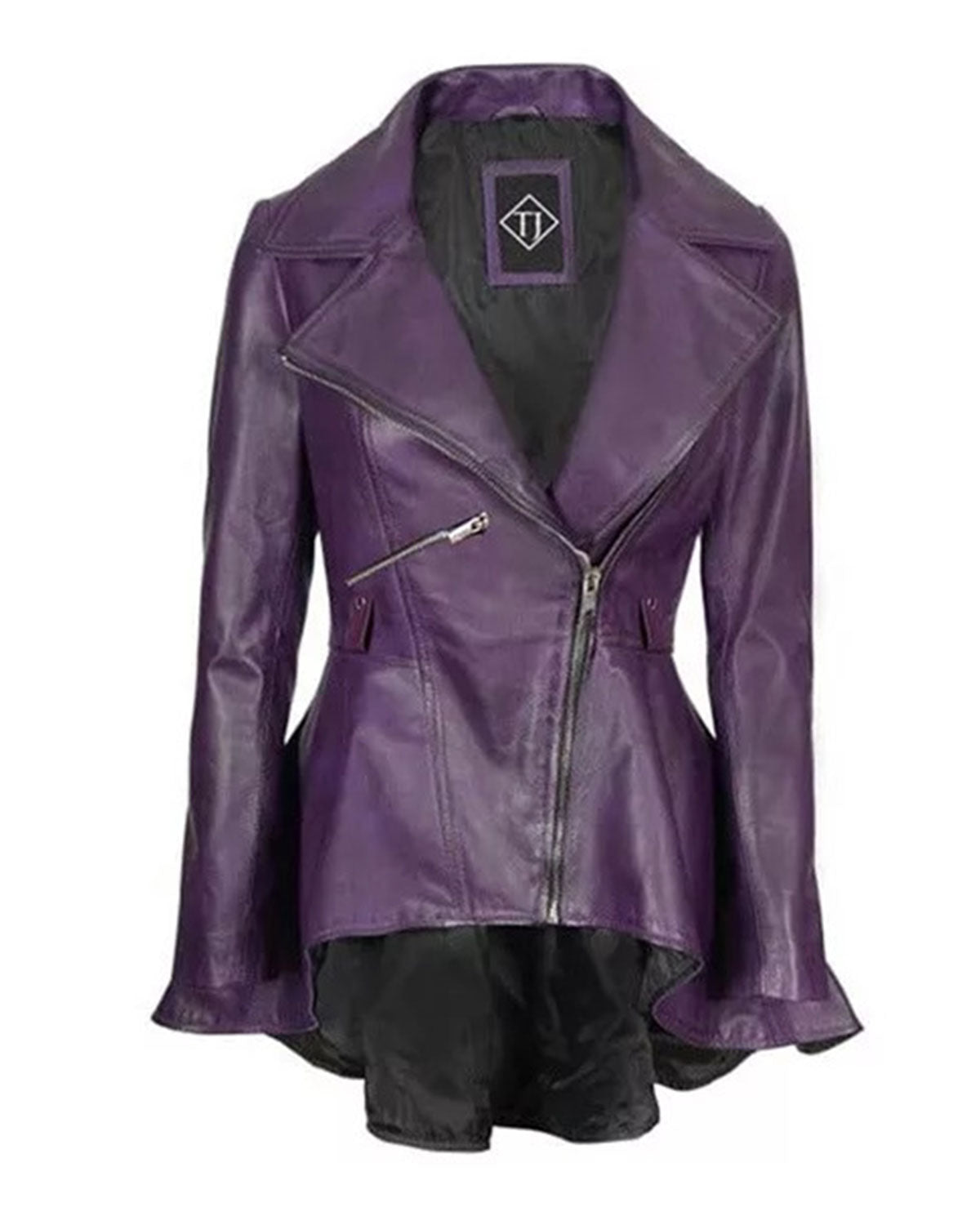 Women’s Purple Peplum Leather Jacket