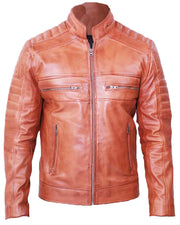 Men's Cafe Racer Brown Leather Jacket