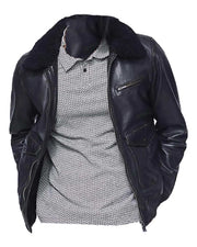 Bomber Black Men’s Jacket with Sherpa Collar