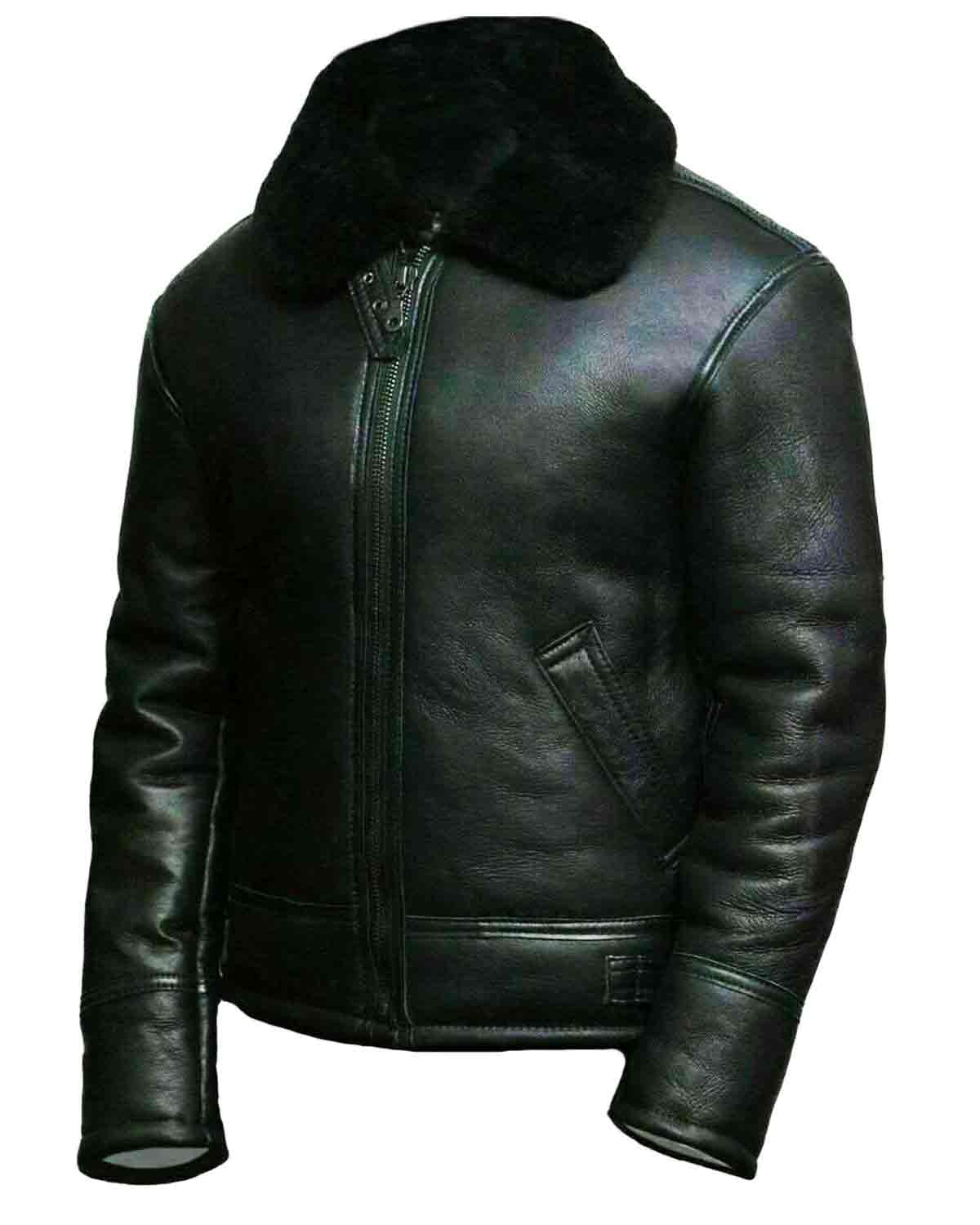 B3 Bomber RAF Aviator Pilot Black Leather Jacket