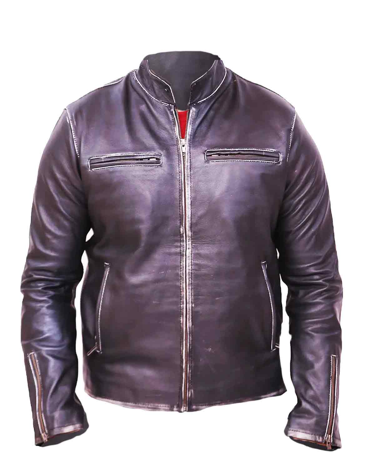 Men's Fashion Stylish Slim Fit Genuine Lambskin Leather Biker Jacket