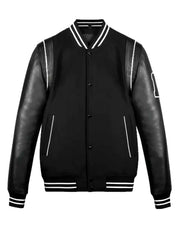 Men’s Black Varsity Jacket With White Line
