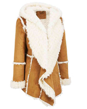 Womens Brown Fur Suede Overcoat