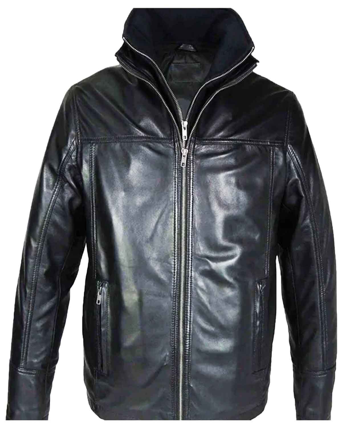 Men's Classic Black Real Leather Jacket