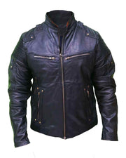 Cafe Racer Retro Black Biker Moto Racer Motorcycle Genuine Men's Leather Jacket