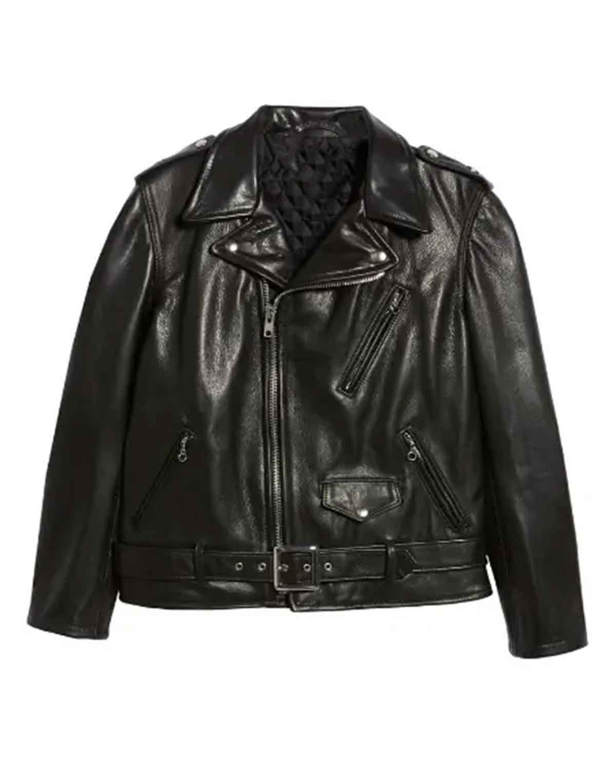 Men’s Cowhide Moto Black Leather Jacket