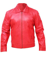 Men's Vintage Distressed Red Leather Jacket