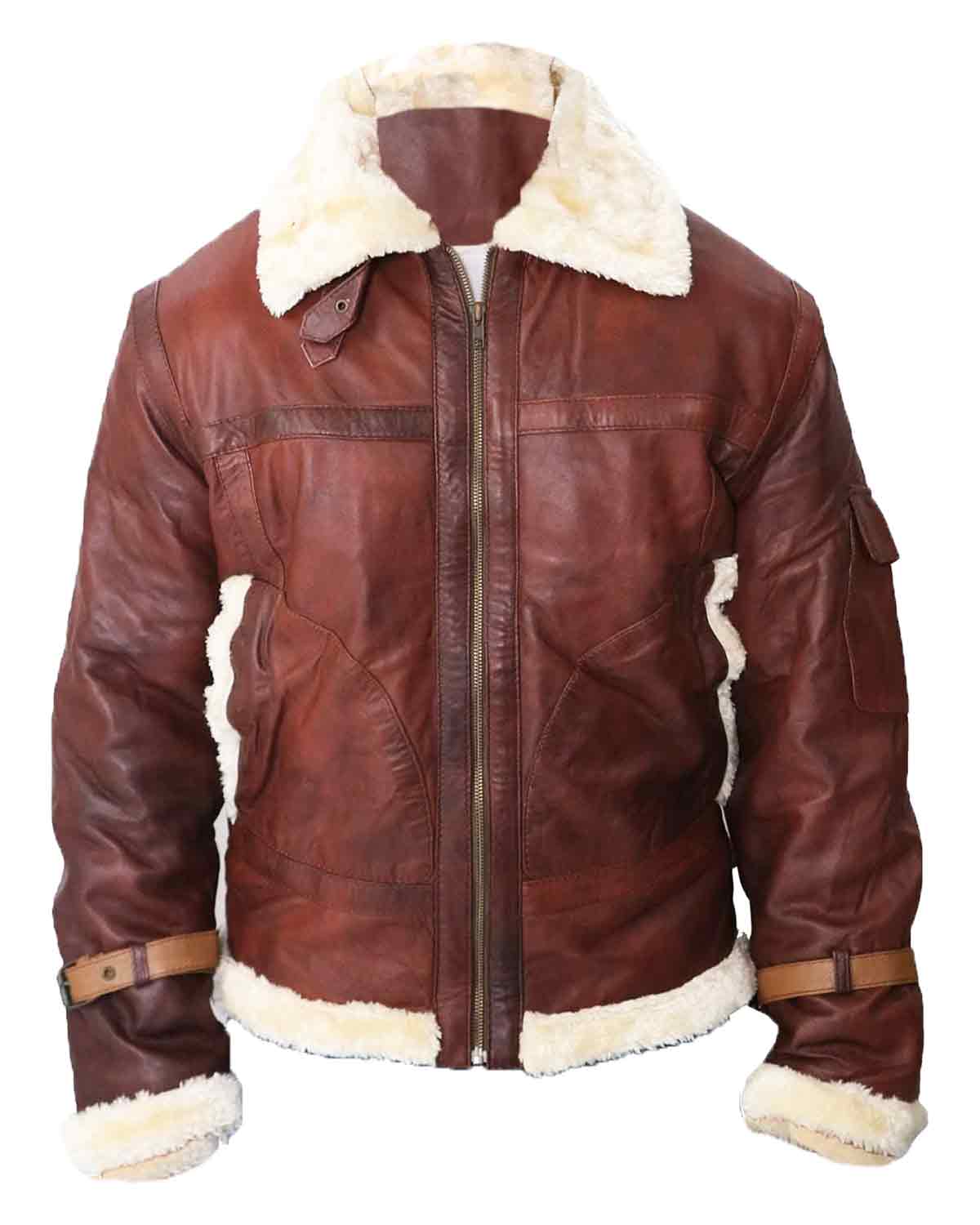 B3 Bomber Aviator Shearling Maroon Men's Leather Jacket