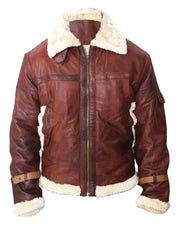 B3 Bomber Aviator Shearling Maroon Men's Leather Jacket