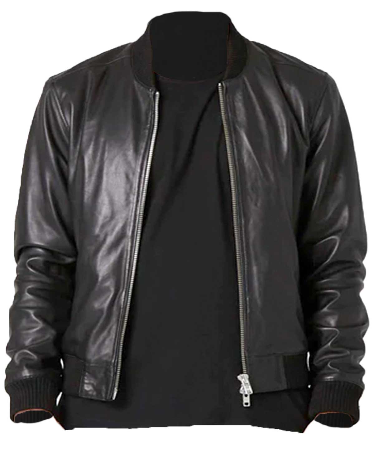 Men’s Black Bomber Leather Jacket