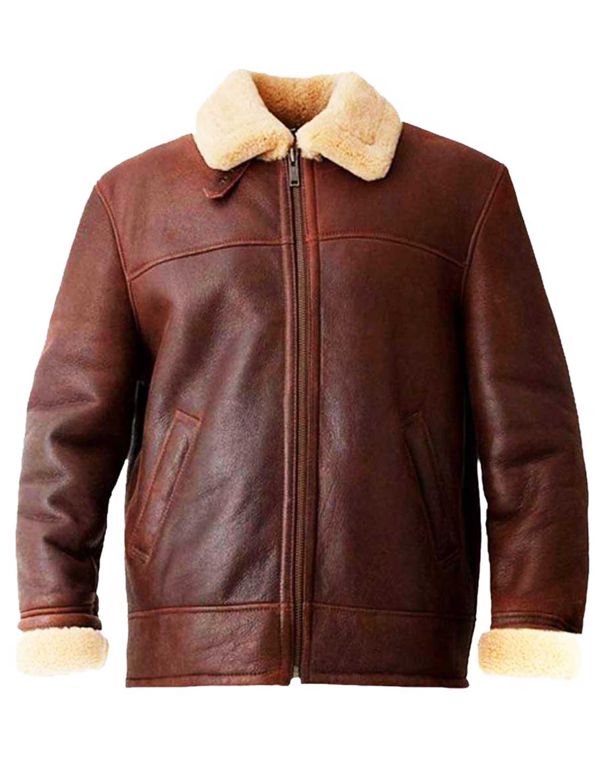 Mens Aviator Brown Leather Jacket