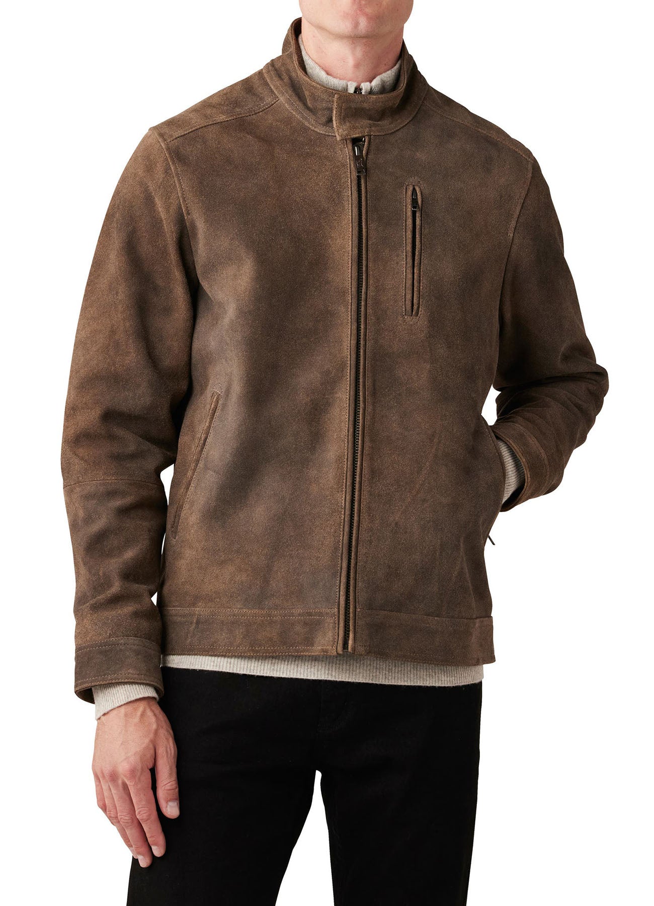 Mens Vintage Camel Color Biker Leather Jacket