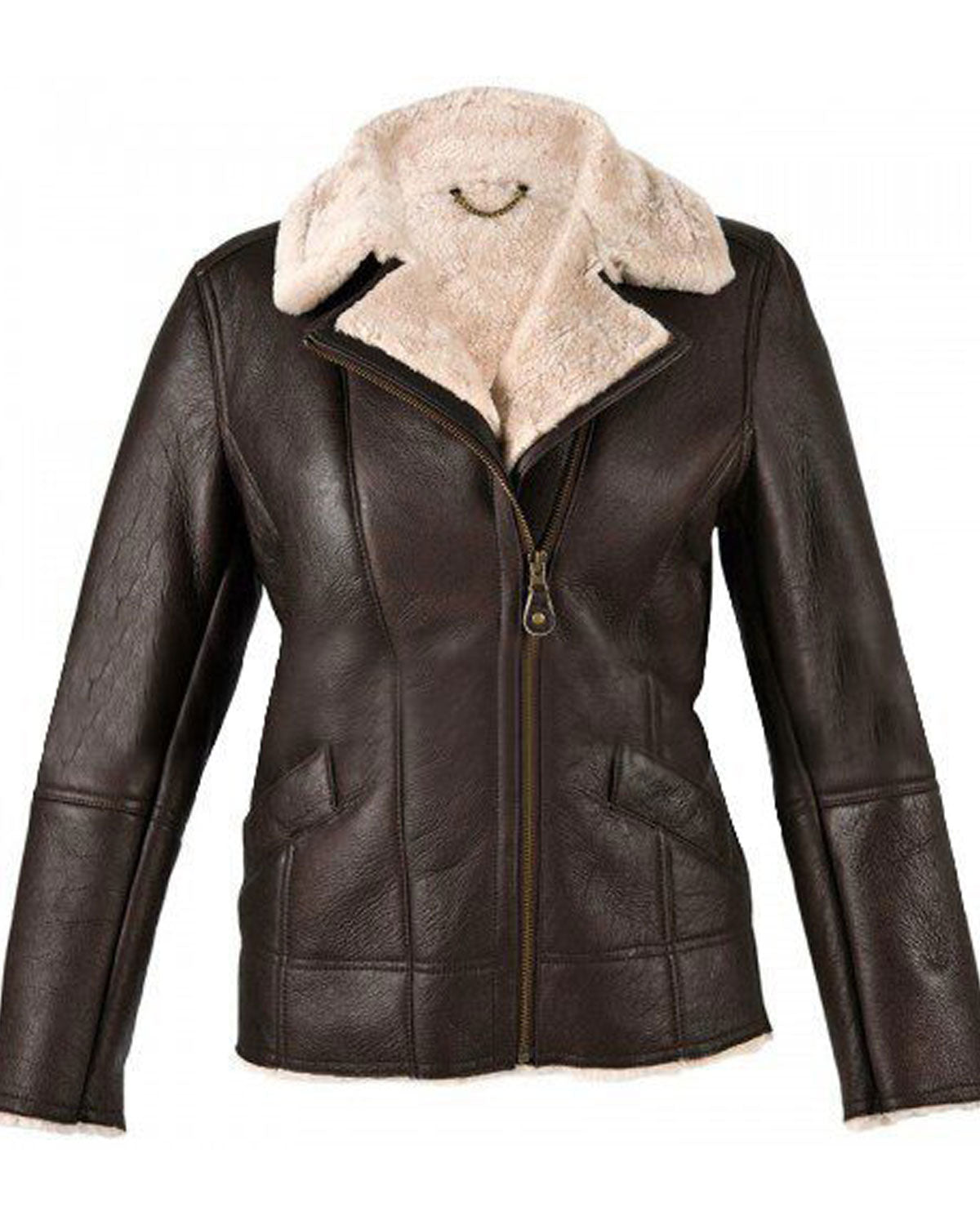 Womens Sheepskin Brown Leather Shearling Jacket