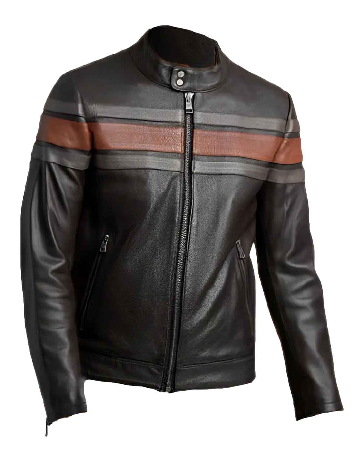 Men’s Pattern Cafe Racer Leather Jacket