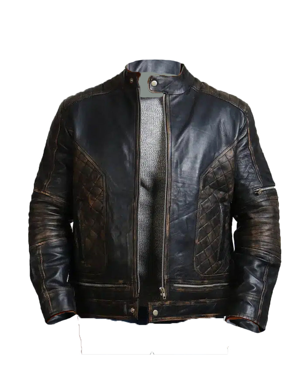 Bones and Skull Black Zipper Biker Jacket
