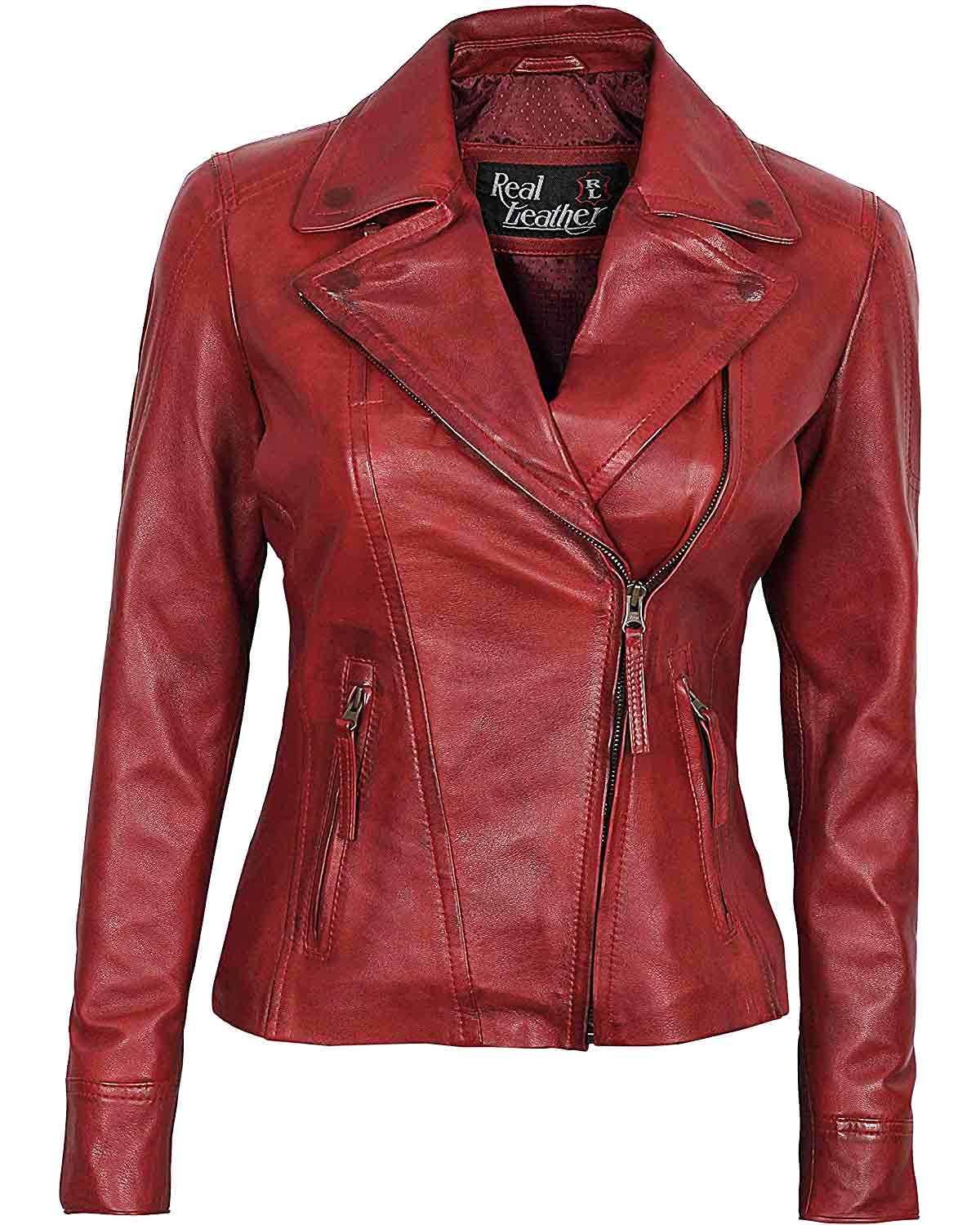Women's Maroon Genuine Leather Jacket