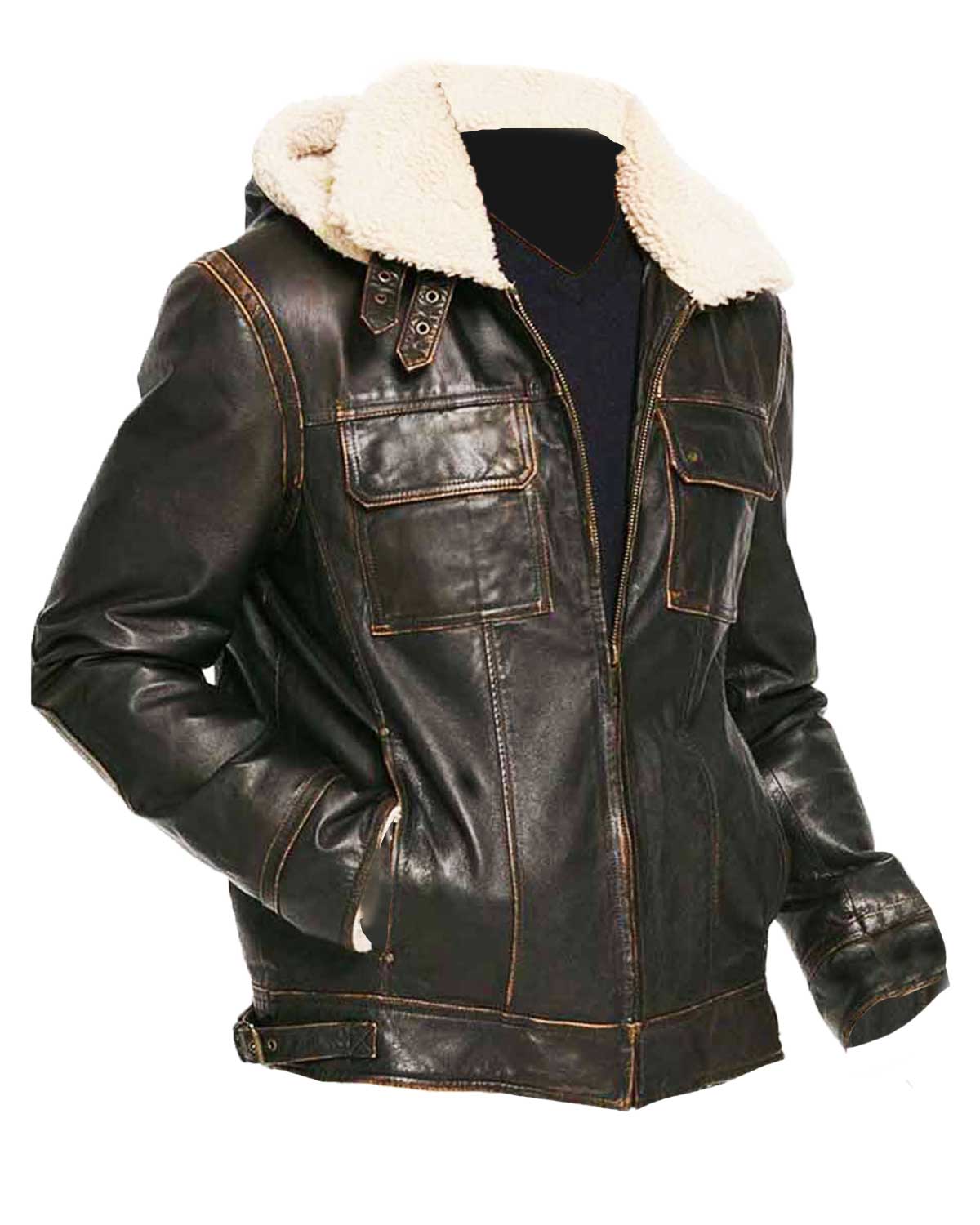 Men’s Brown Waxed Hooded Aviator Jacket