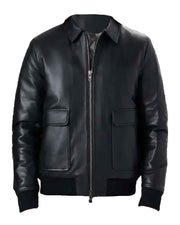 Men’s Black Bomber Style Leather Jacket