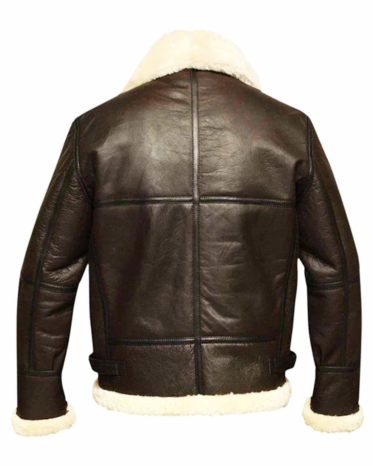 B3 Bomber Aviator Shearling Leather Jacket With Faux Fur