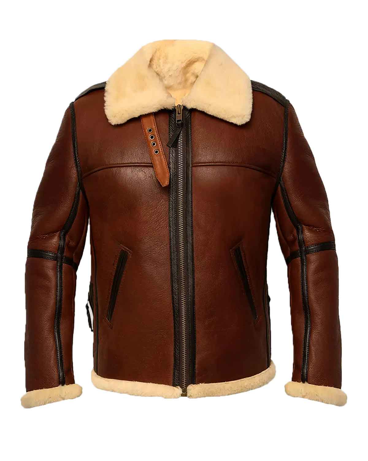 Men’s Aviator B-3 Brown Leather Bomber Jacket