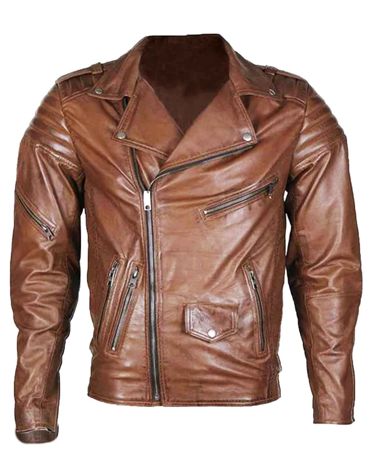 Men's Brown Motorcycle Leather Jacket