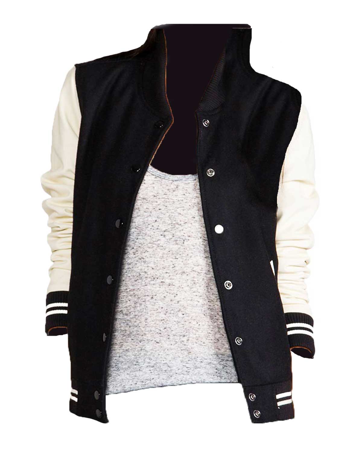 Women’s Cream and Black Varsity Jacket