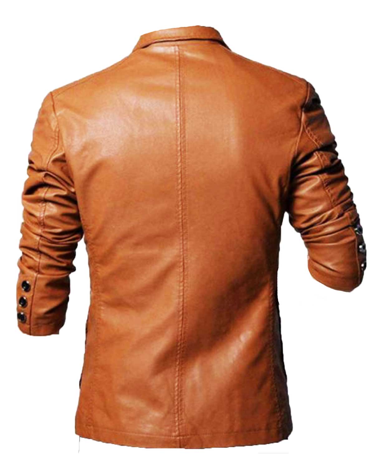 Casual Wear Slim Fit Brown Leather Blazer for Men