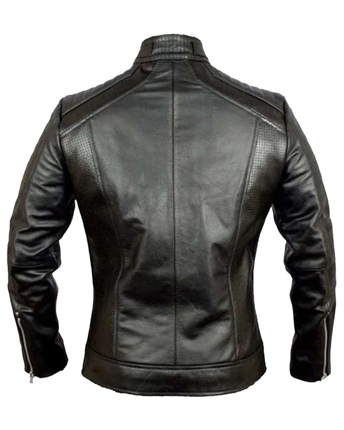 Men's Cafe Racer Black Classic Biker Leather Jacket