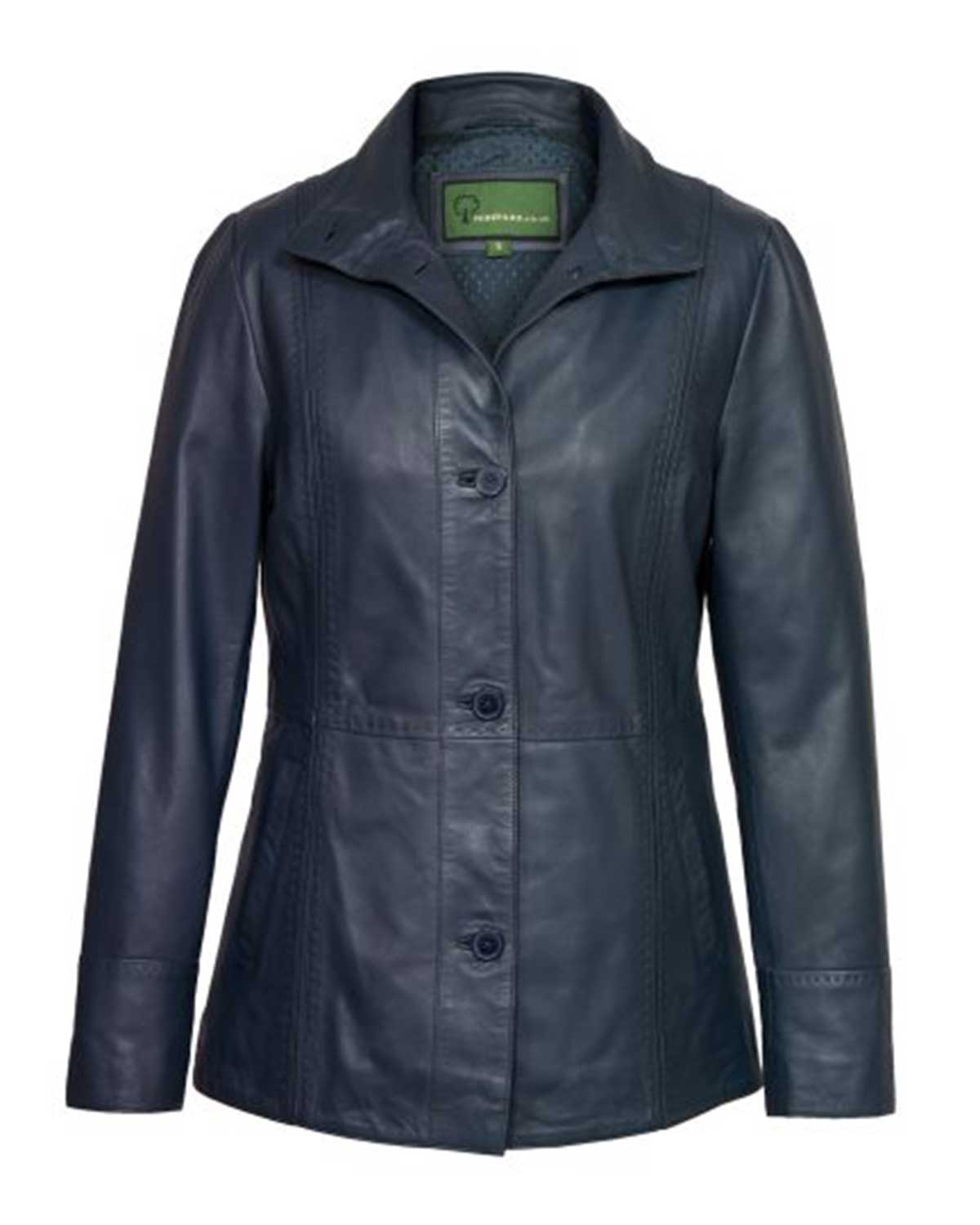 Women’s Navy Blue Stylish Leather Biker Jacket