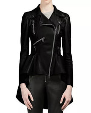 Women’s Black Peplum Leather Jacket