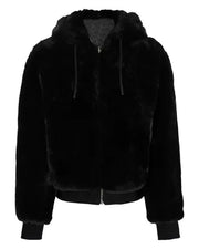 Black Faux Fur Hooded Jacket