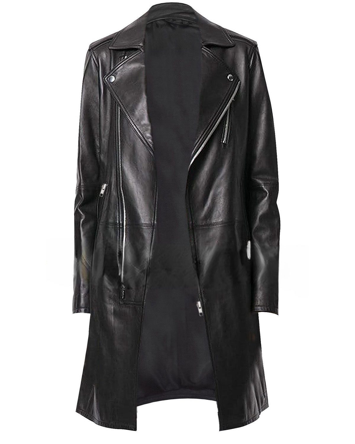 Women’s Slim Fit Black Leather Long Coat