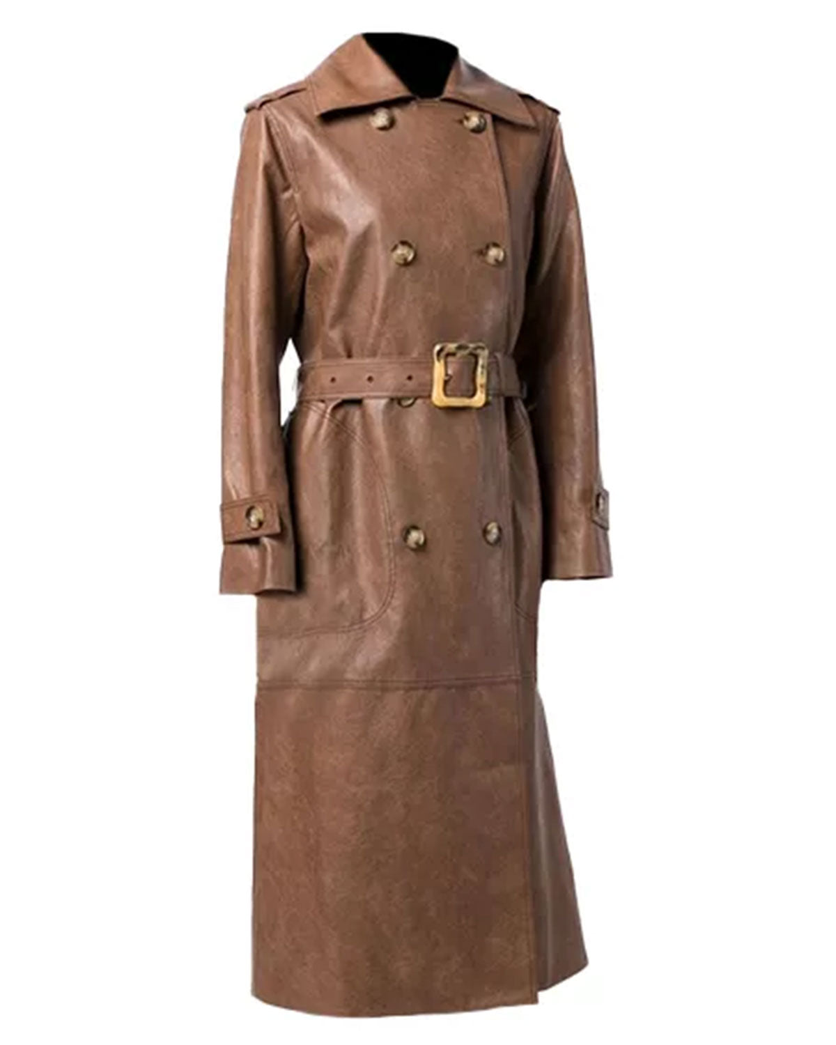 Womens Brown Double Breasted Trench Coat