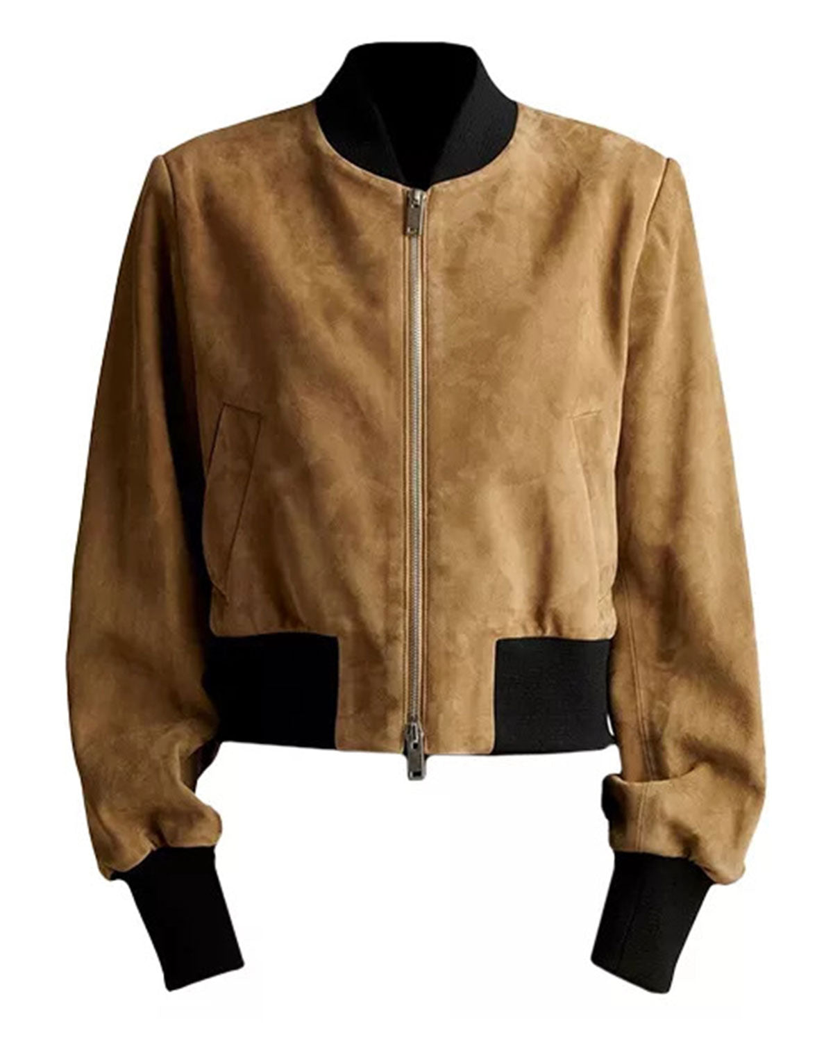 Brown Suede Bomber Jacket Womens